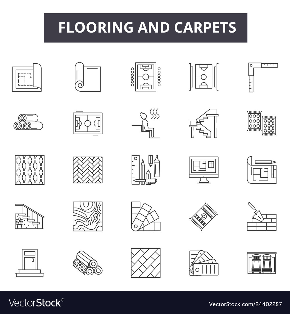 Flooring and carpets line icons for web mobile Vector Image