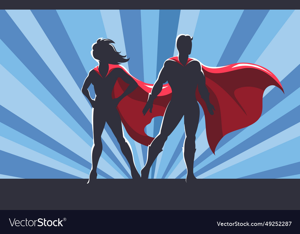 Male and female superhero couple Royalty Free Vector Image