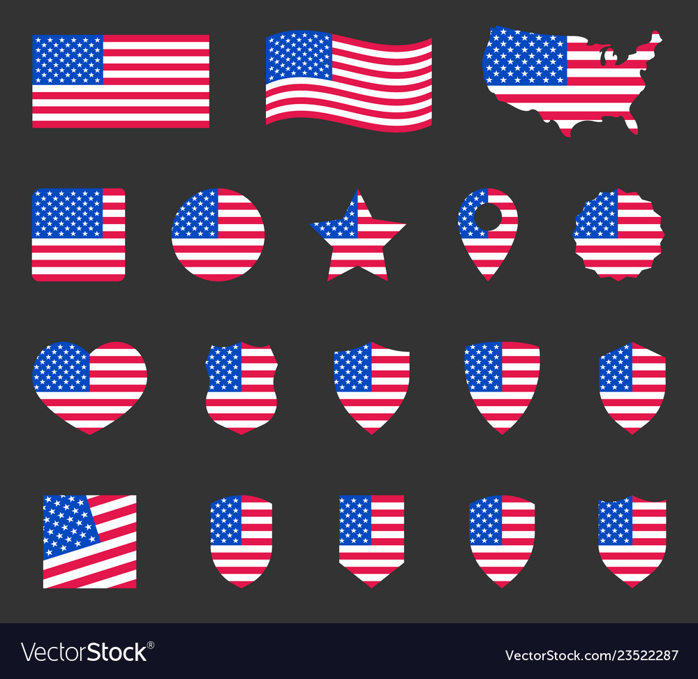 usa-flag-symbols-set-united-states-of-america-vector-image