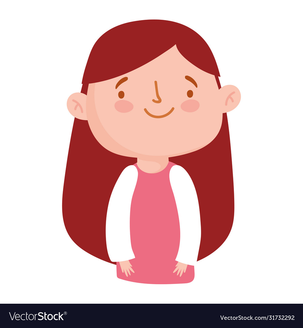 Cute little girl cartoon character isolated design