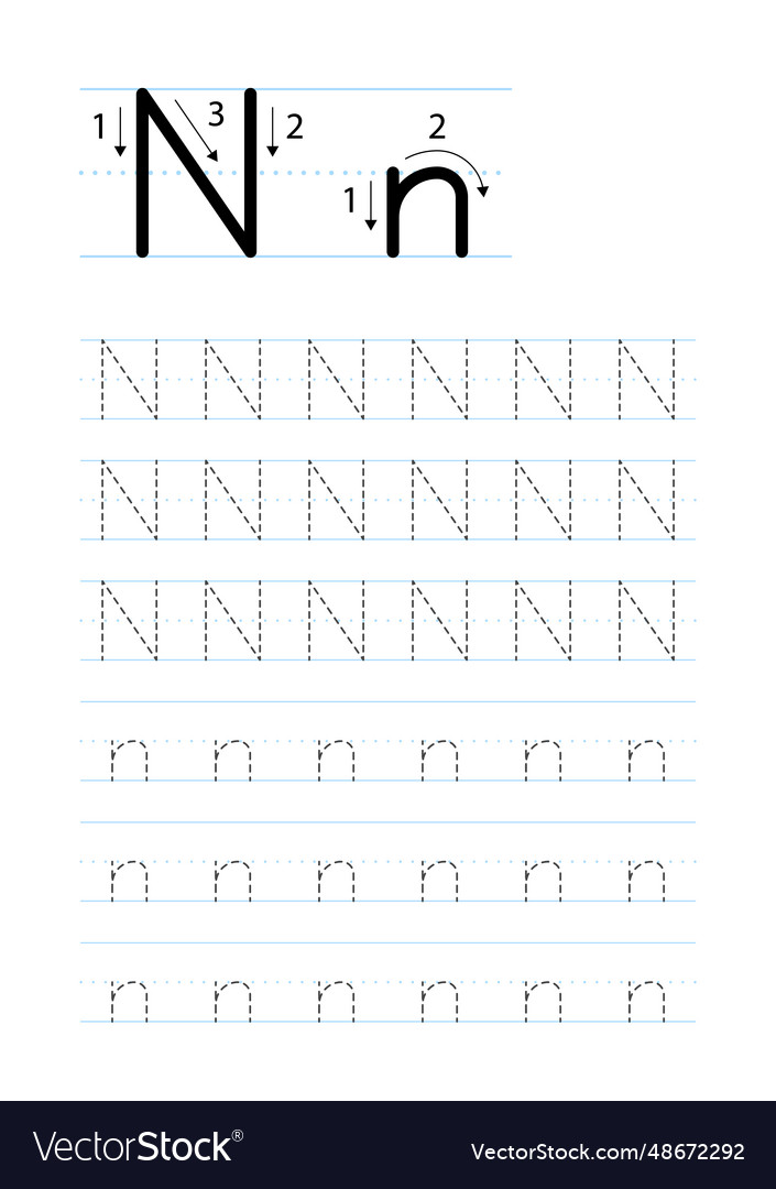 Printable letter a alphabet tracing worksheet Vector Image