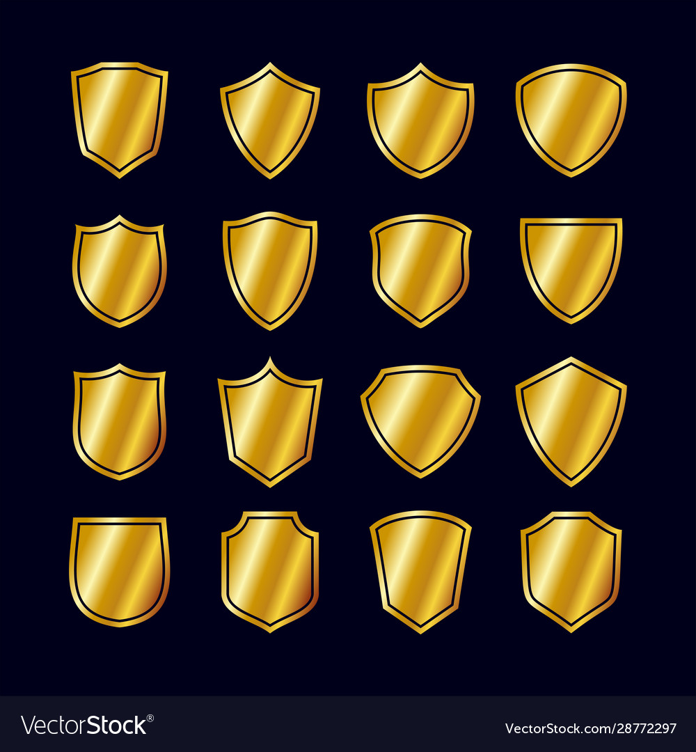 Best collection gold shield template Royalty Free Vector