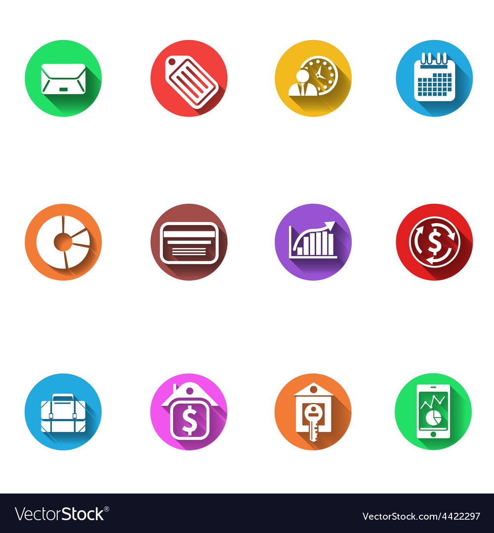 Business And Finance Flat Design Icons Set Vector Image