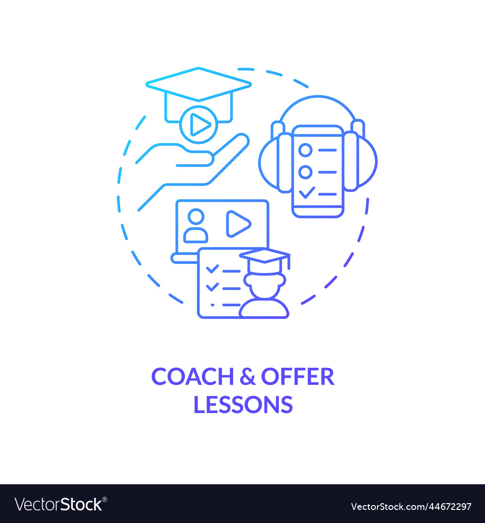 Coach and offer lessons blue gradient concept icon