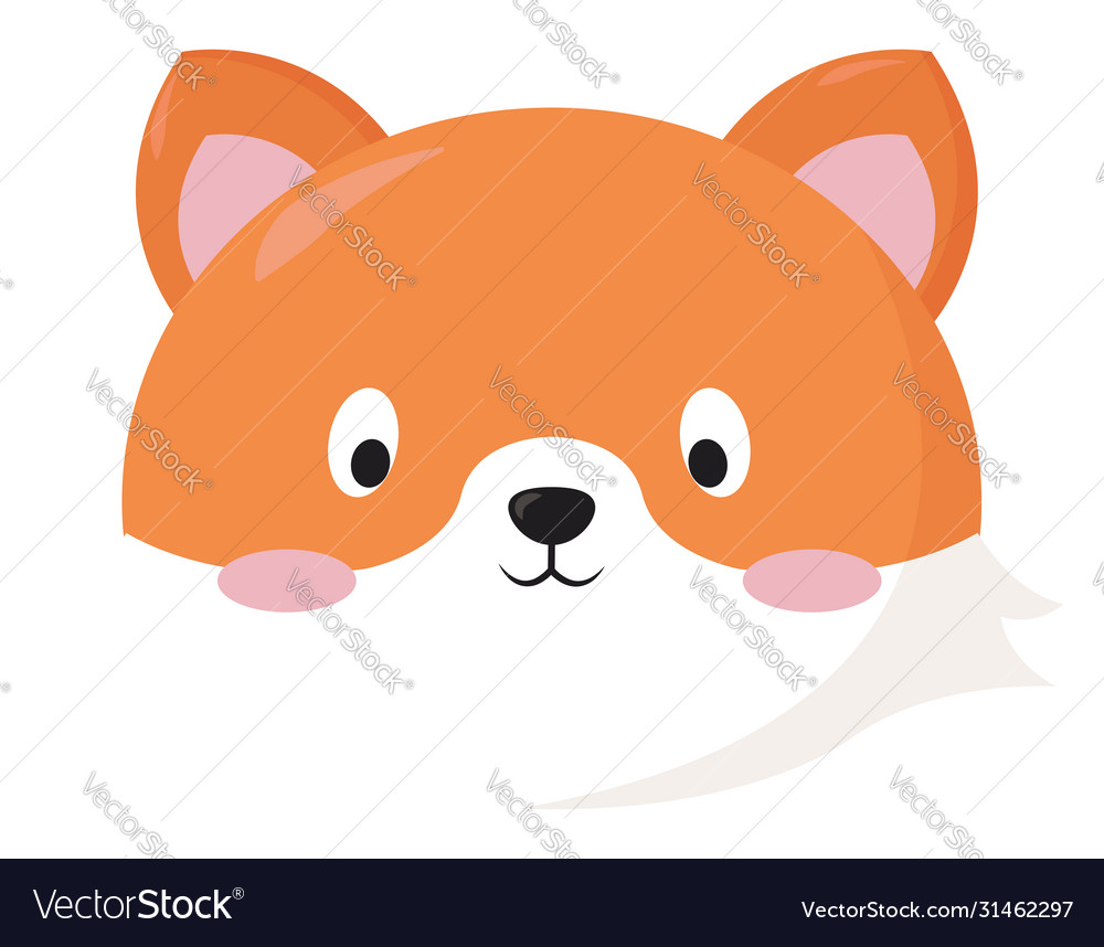 Cute fox head on white background Royalty Free Vector Image