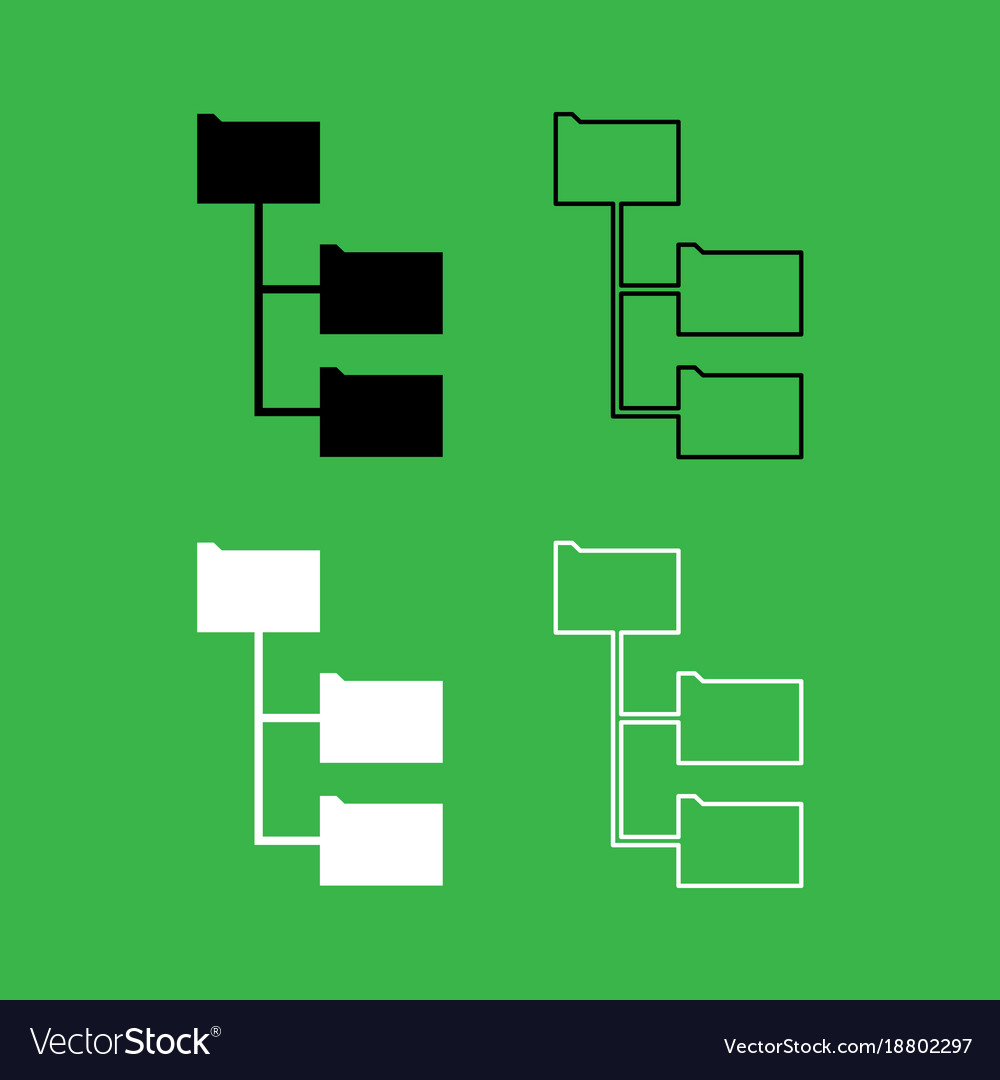 Folder structure icon black and white color set Vector Image