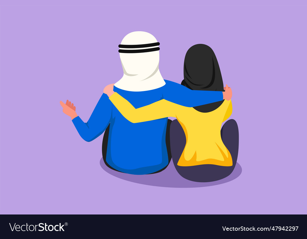 Graphic Flat Design Drawing Back View Of Romantic Vector Image