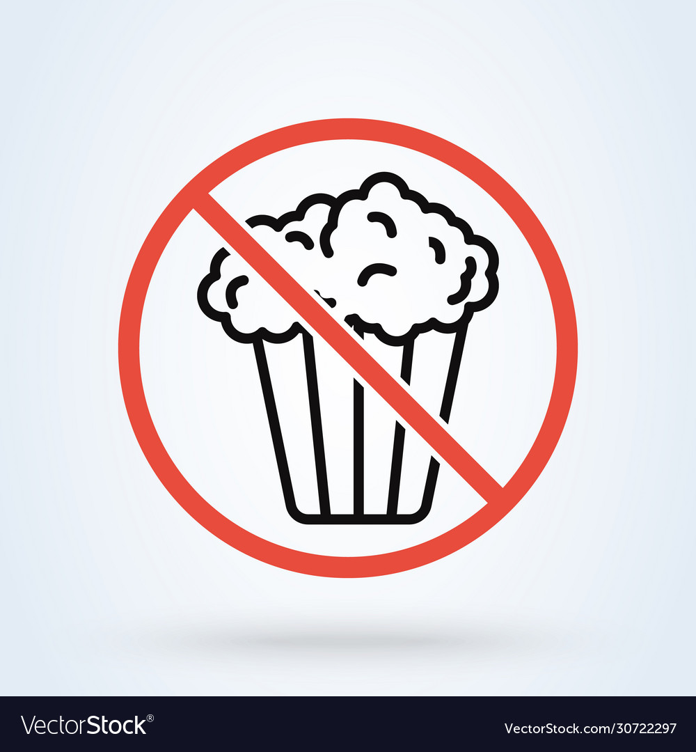 No popcorn bucket icon symbol prohibition sign Vector Image