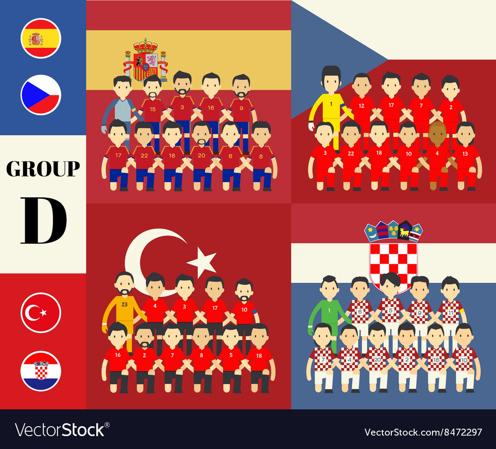 Players team with flags set Royalty Free Vector Image