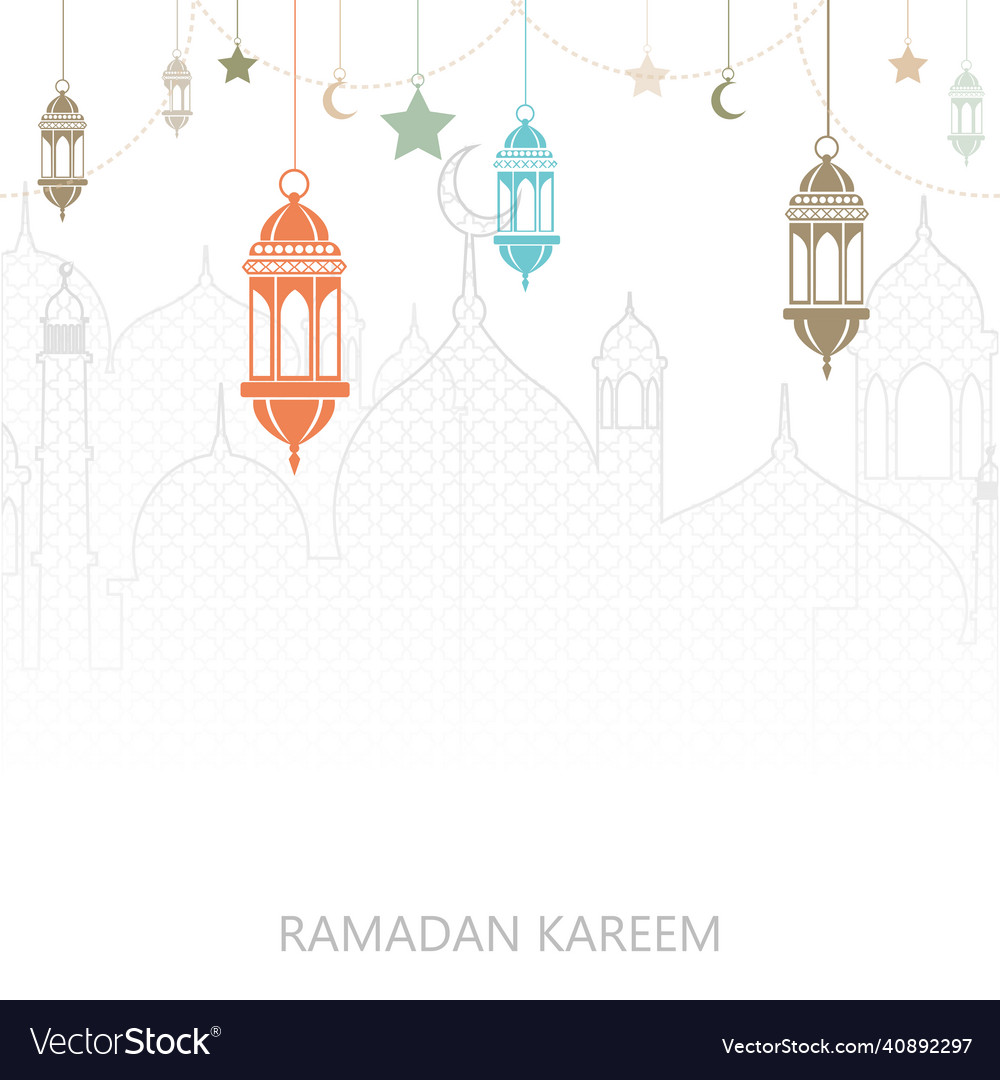 Ramadan kareem greeting card with islam arabic Vector Image