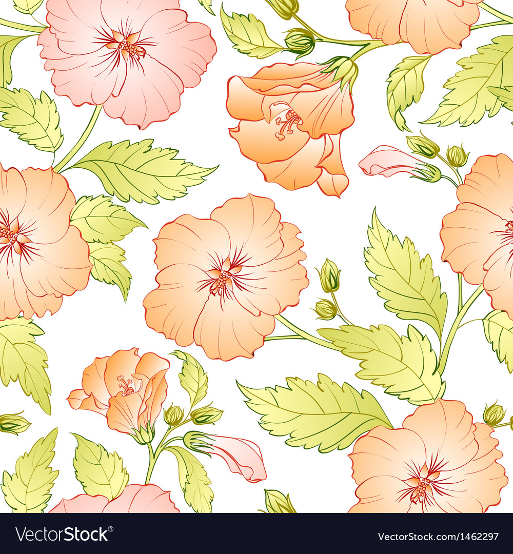 Seamless pattern with hibiscus Royalty Free Vector Image