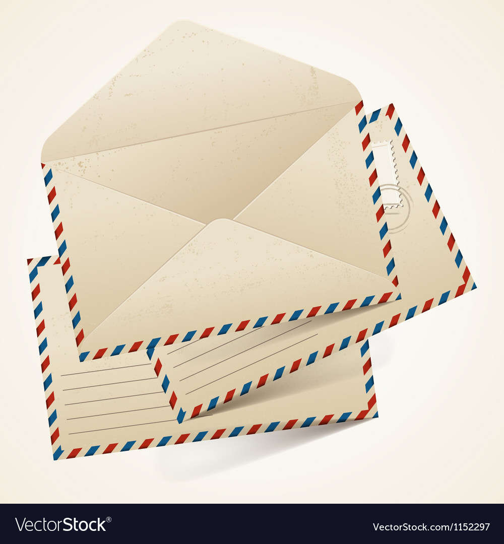 Stack old vintage envelopes Royalty Free Vector Image