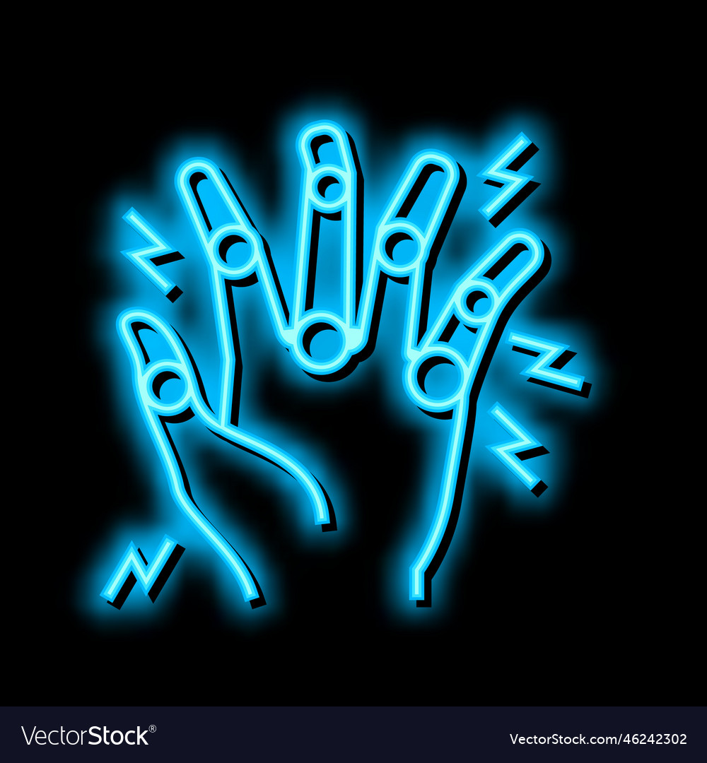 Rheumatoid arthritis neon glow icon Royalty Free Vector