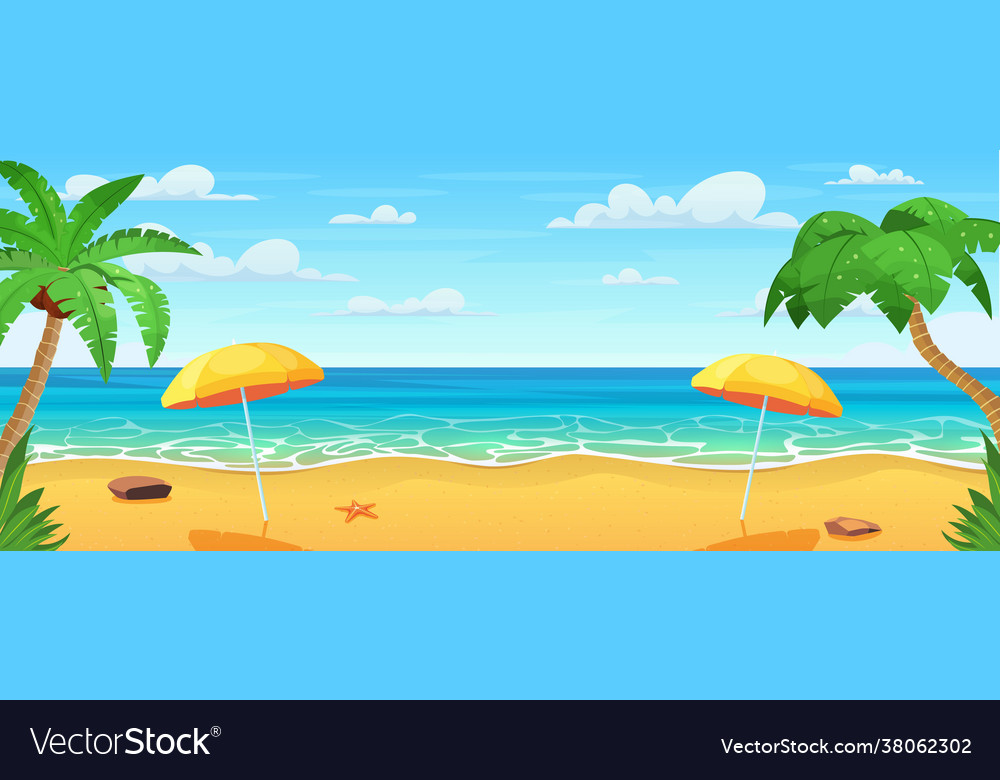 Sea panorama tropical beach Royalty Free Vector Image