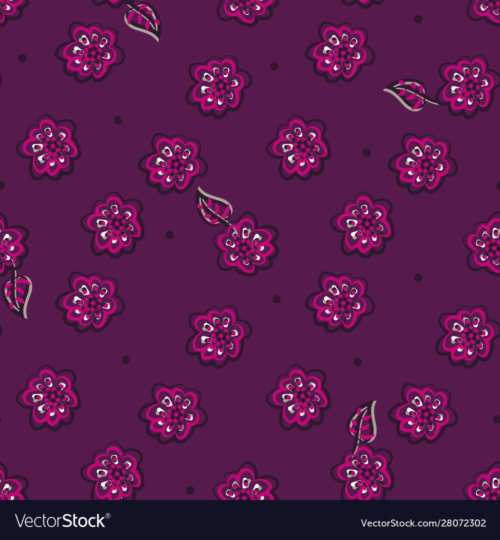 Simple Purple Flowers Seamless Pattern Royalty Free Vector