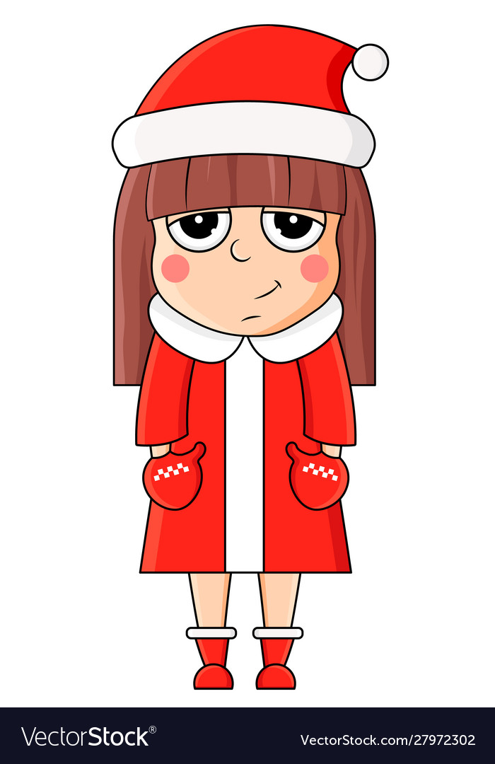 Winter cute girl new year and xmas set Royalty Free Vector