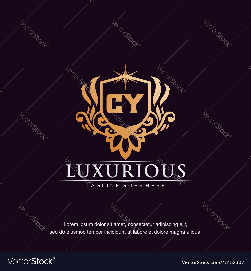 Cy initial letter luxury ornament gold monogram Vector Image