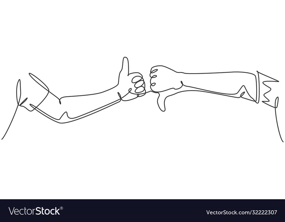 Good and bad symbol concept one line drawing of Vector Image