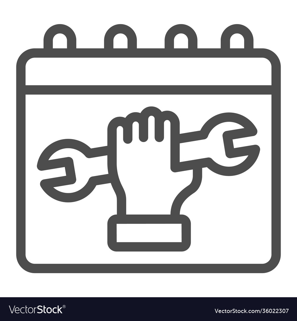 Labor day calendar line icon labour day concept Vector Image