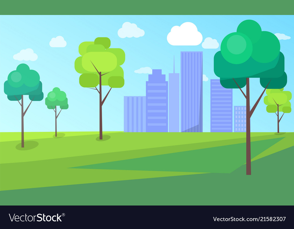 Landscape scenery city park with green trees Vector Image