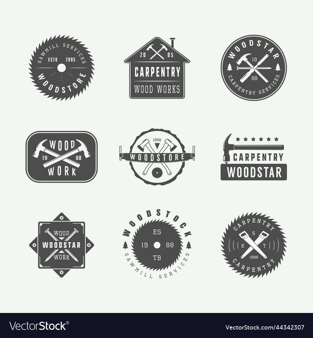 Set of vintage carpentry and mechanic labels Vector Image