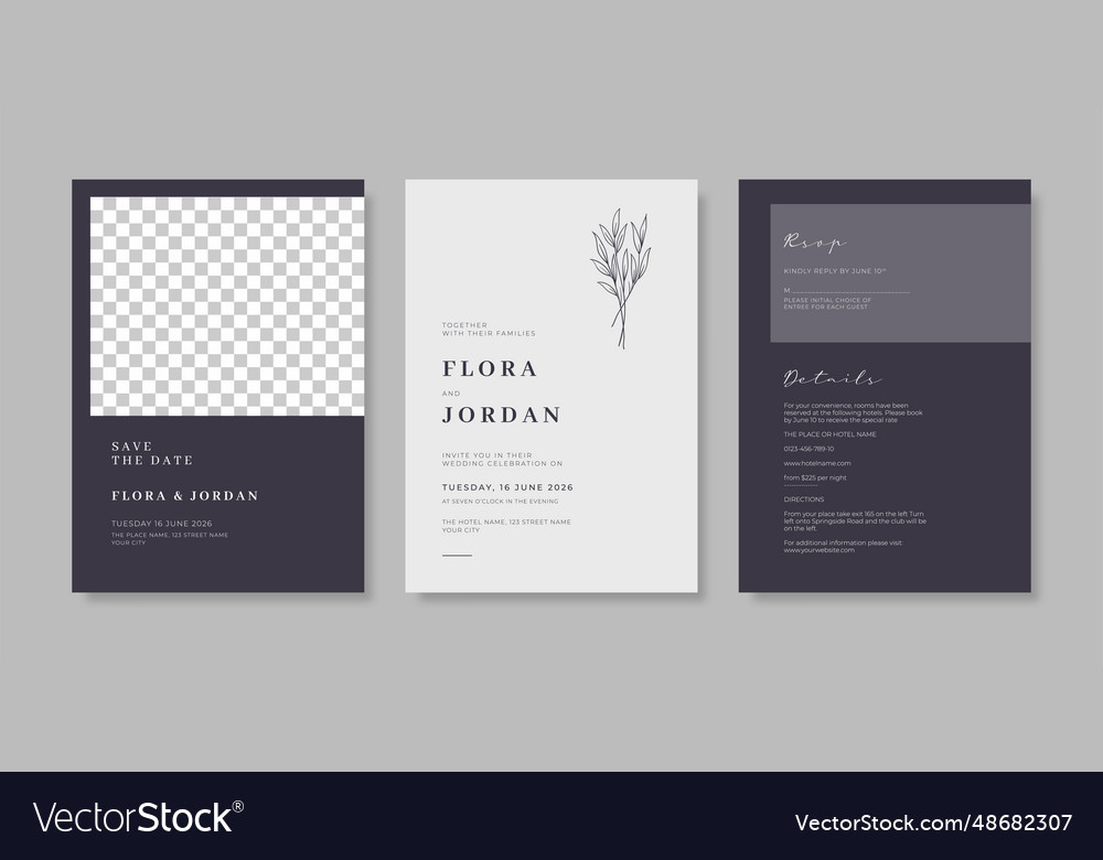 Simple and elegant wedding card template Vector Image