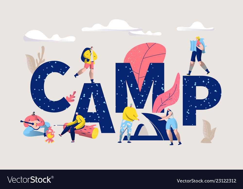 Camp Word Banner Type Letter Camp Poster Vector Image