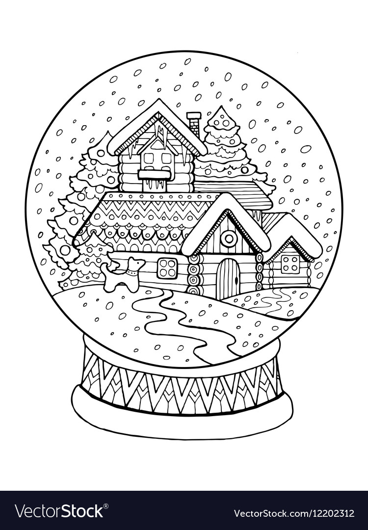 Christmas glass sphere coloring Royalty Free Vector Image