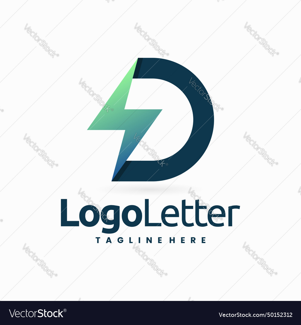 Electric letter d logo design combination concept