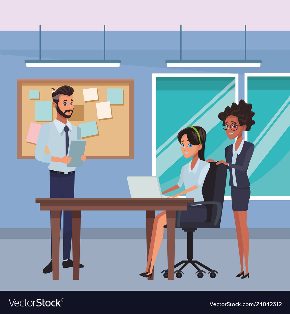 Executive business coworkers cartoon Royalty Free Vector