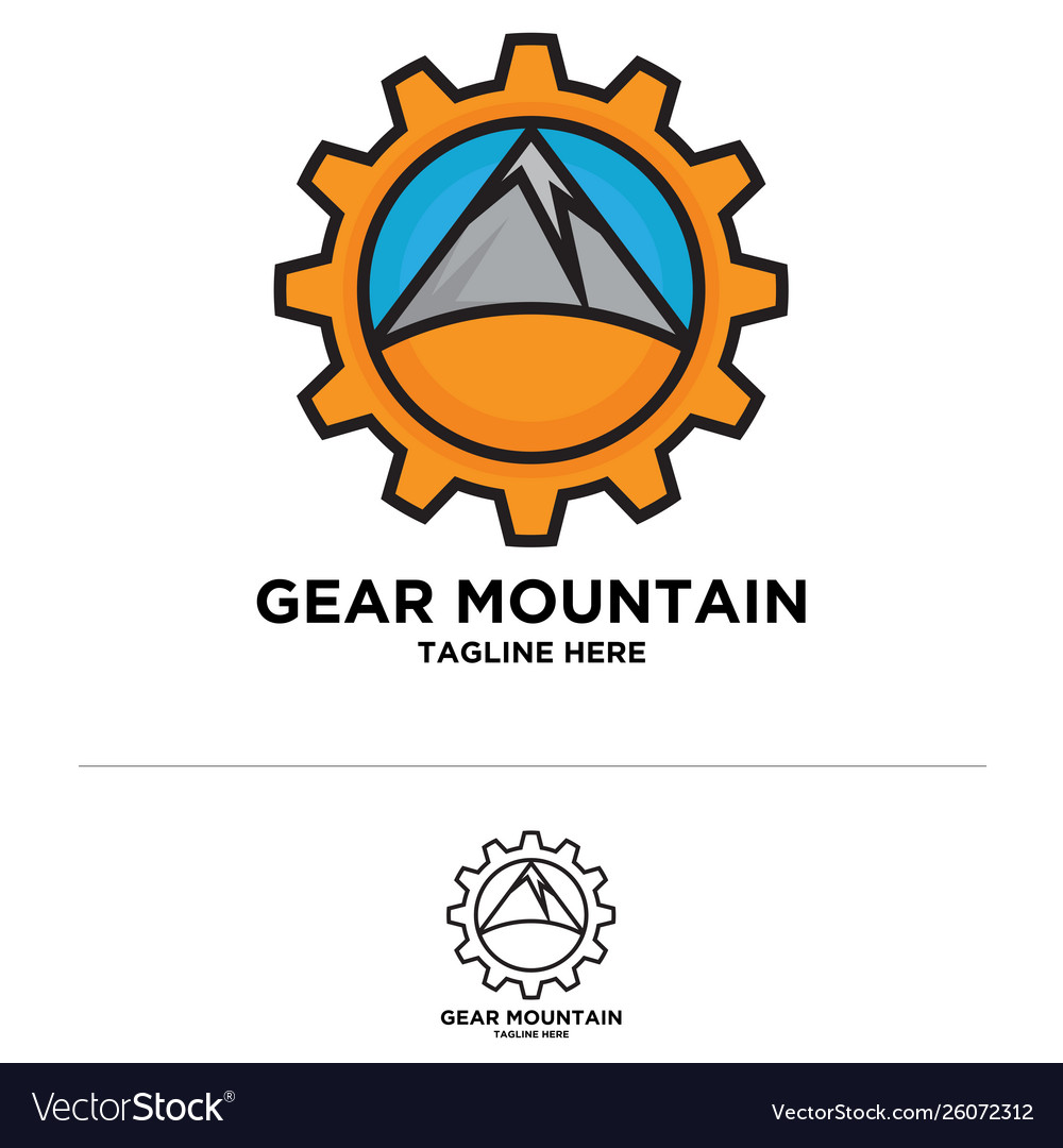 Gear mountain logo icon Royalty Free Vector Image