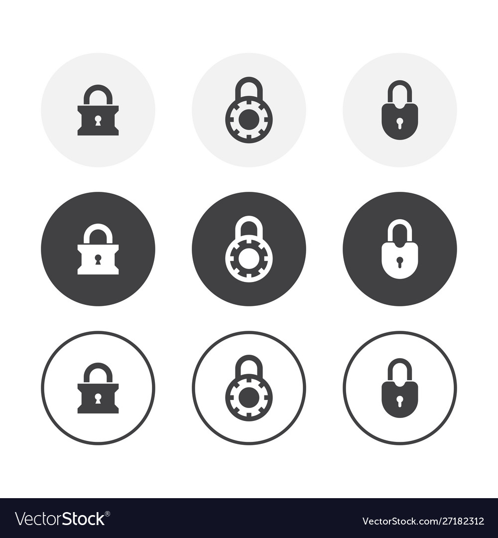 Set 3 simple design lock icons rounded Royalty Free Vector