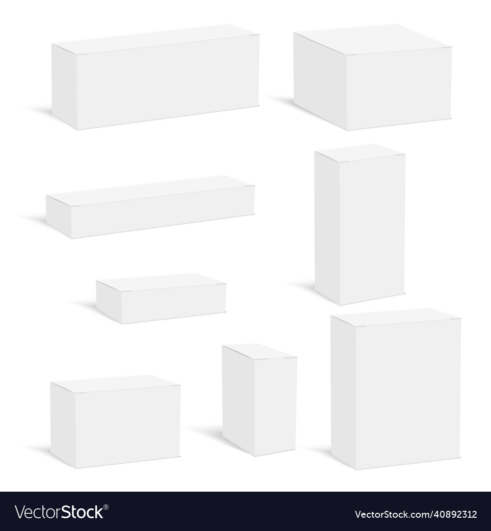 Set of white boxes Royalty Free Vector Image - VectorStock