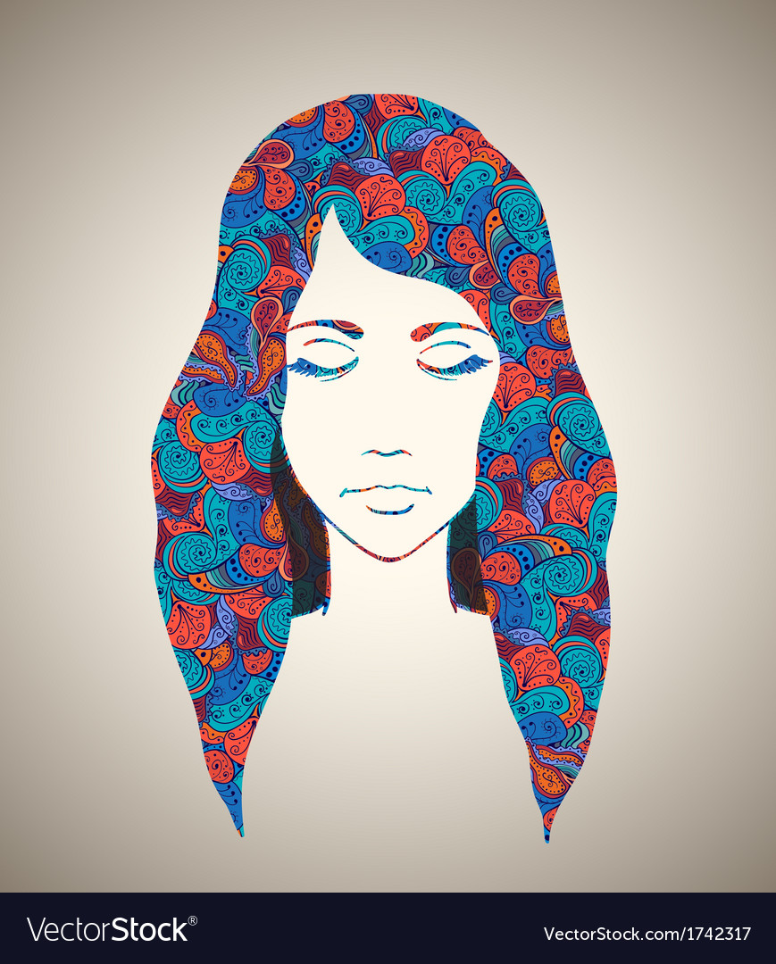 Abstract girl portrait with floral ornament Vector Image