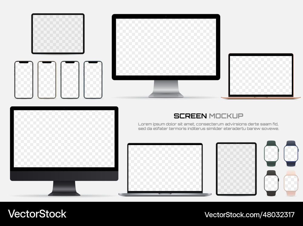 Computer monitor laptop tablet smartphone Vector Image