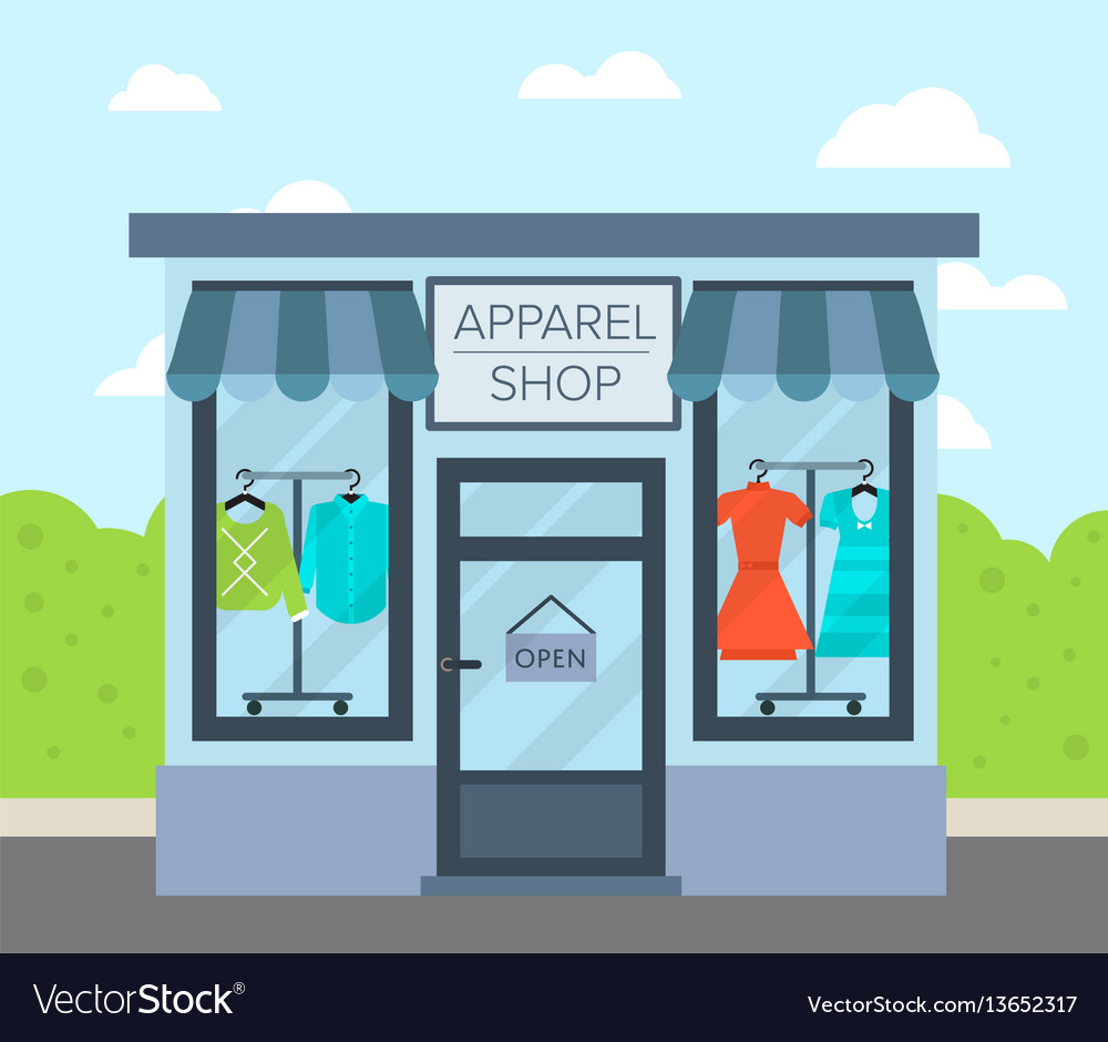 Facade apparel shop building in flat design Vector Image