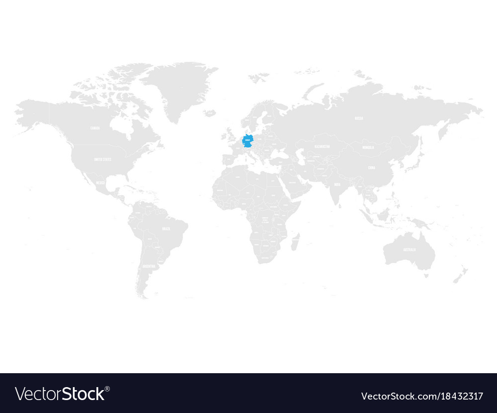 Germany marked by blue in grey world political map