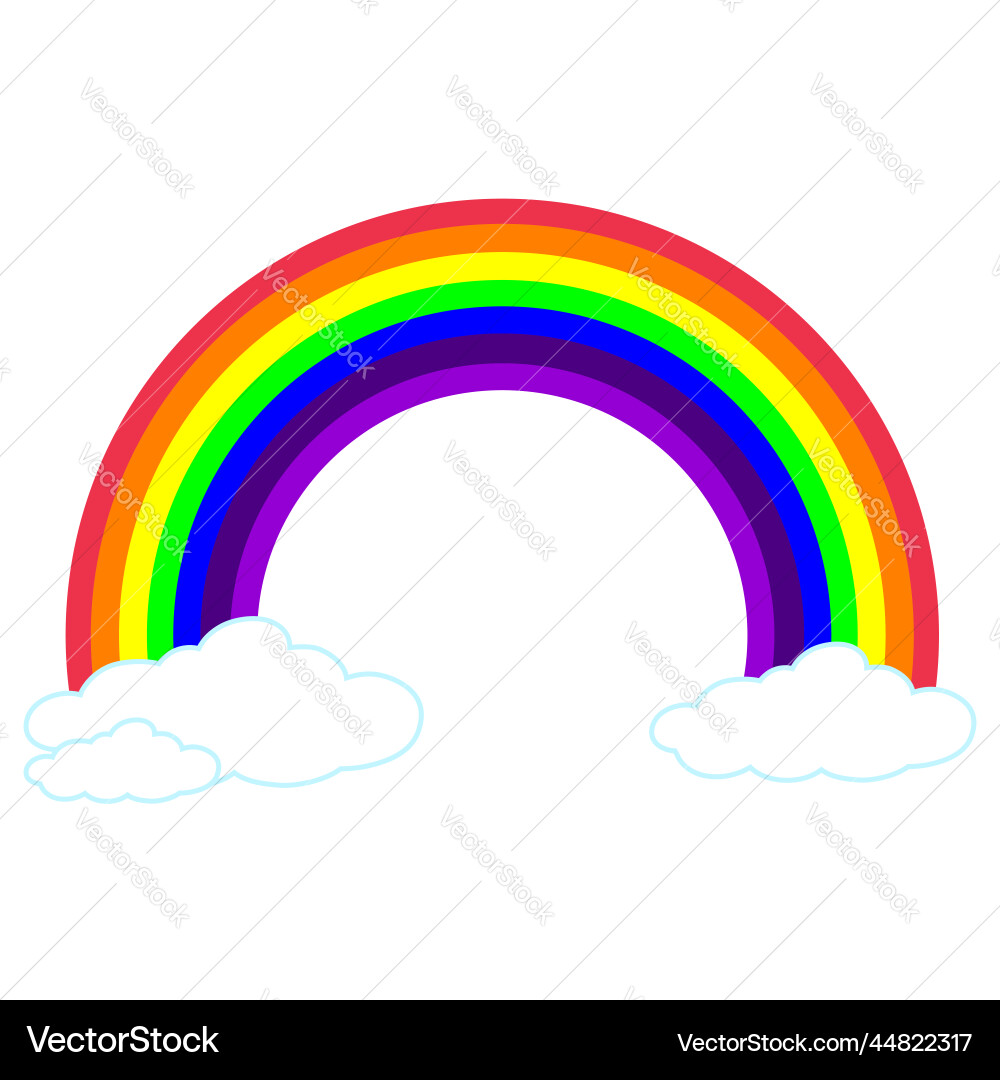 Rainbow with clouds isolated Royalty Free Vector Image