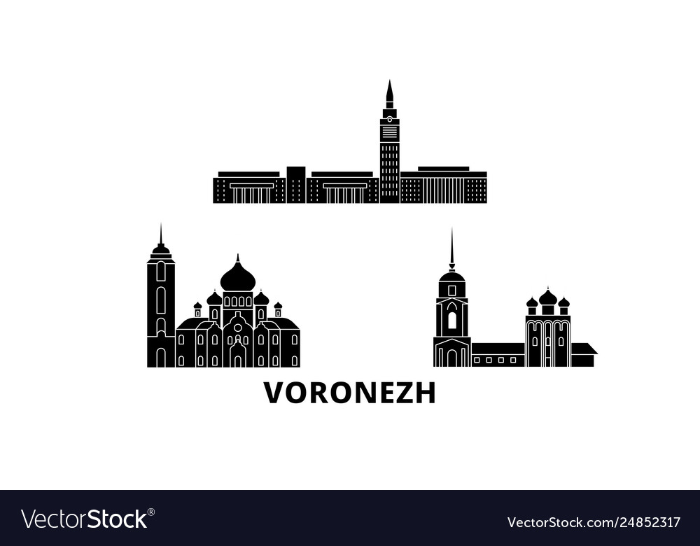 Russia voronezh flat travel skyline set Royalty Free Vector