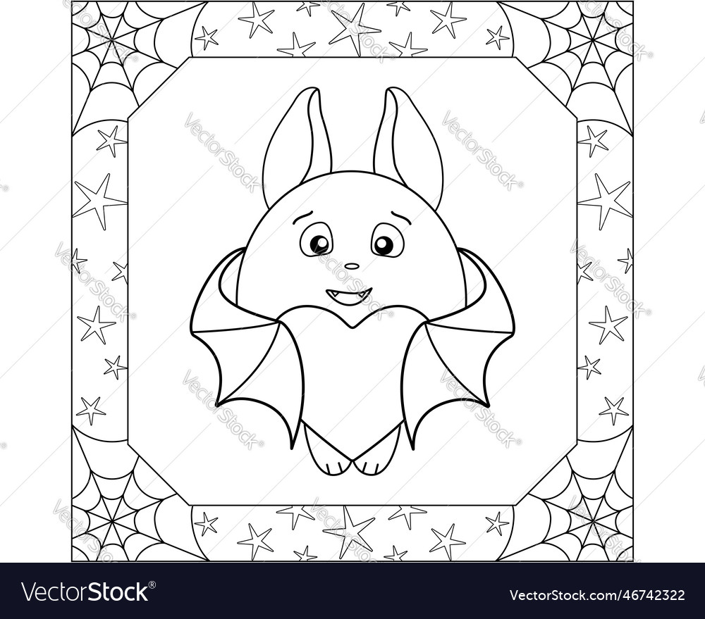Cute bat hugging a heart in a square frame Vector Image