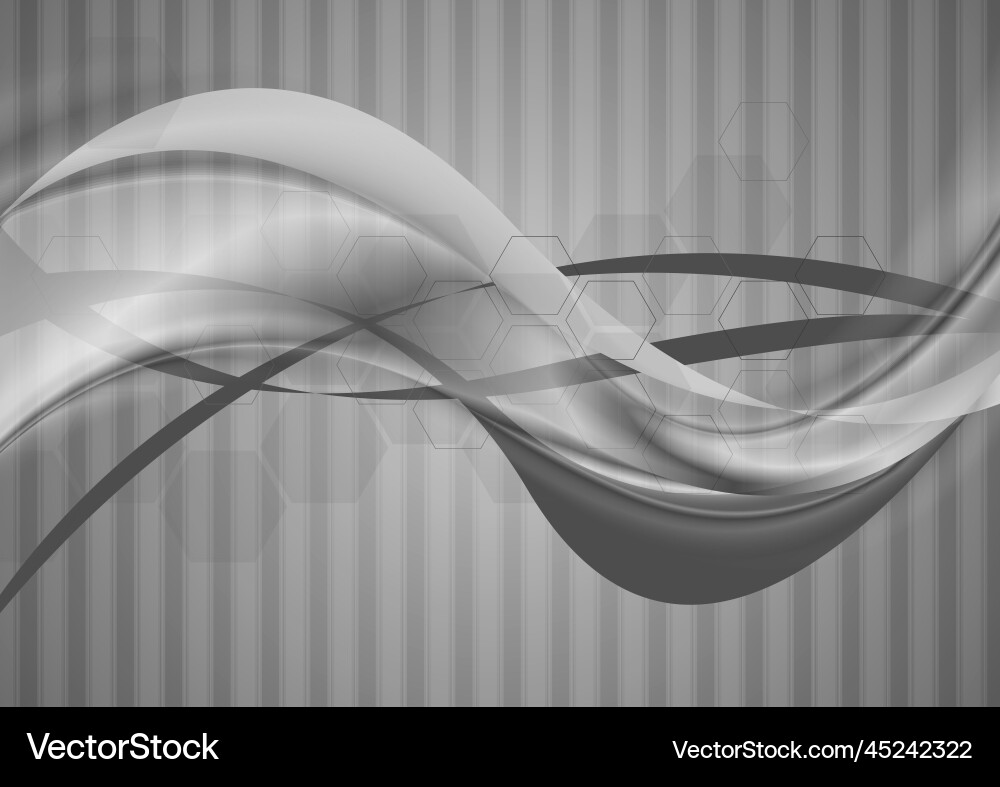 Grey abstract tech wavy background Royalty Free Vector Image