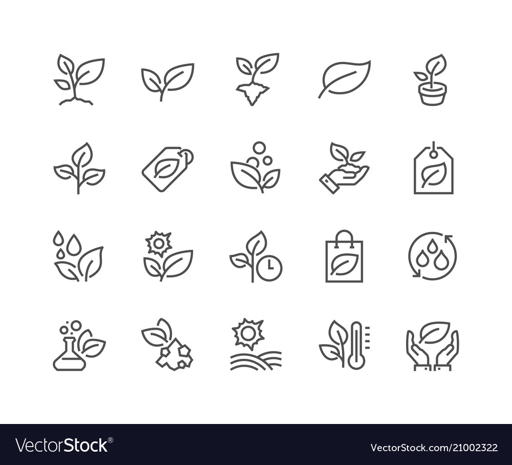 Line Plants Icons Royalty Free Vector Image Vectorstock