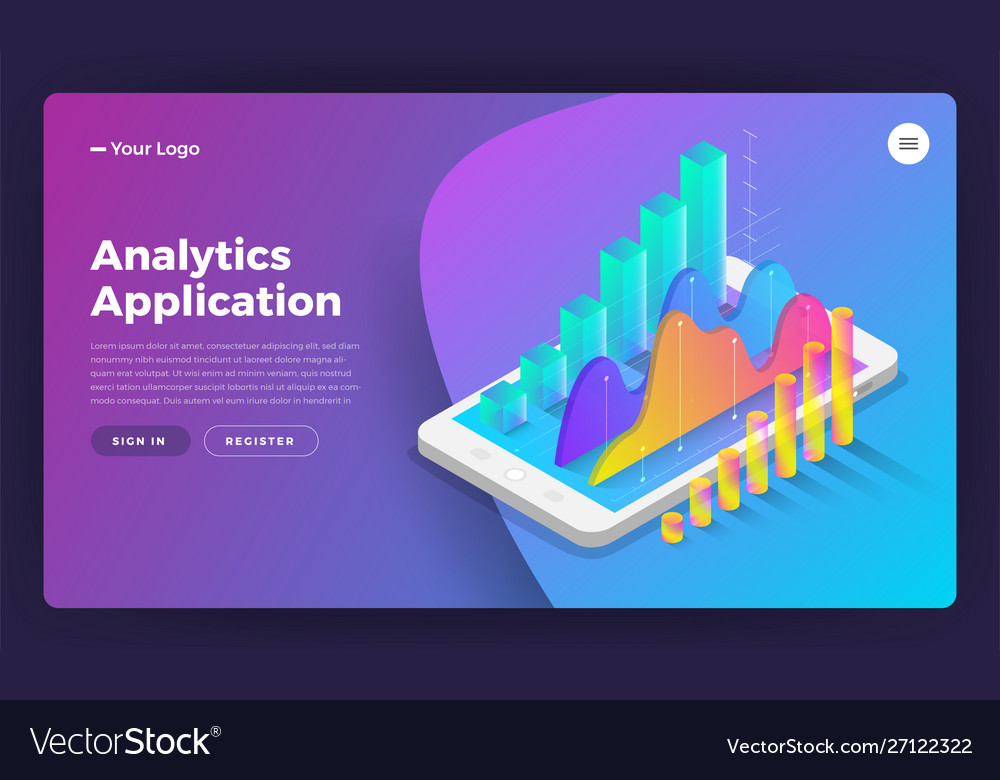 Download Mockup Landing Page Website Isometric Design Vector Image