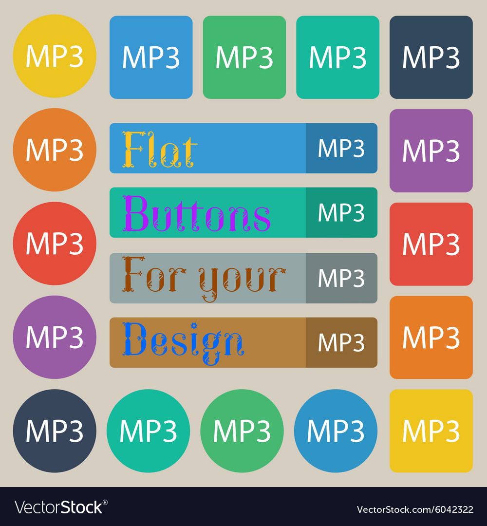 Mp3 music format sign icon musical symbol set Vector Image