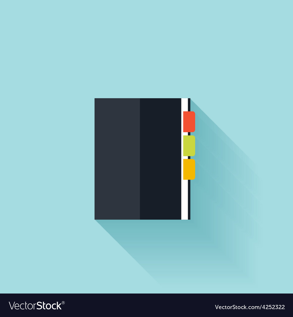 Notepad flat cion with shadow Royalty Free Vector Image