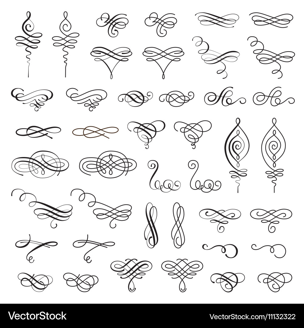 Set calligraphic design elements Royalty Free Vector Image