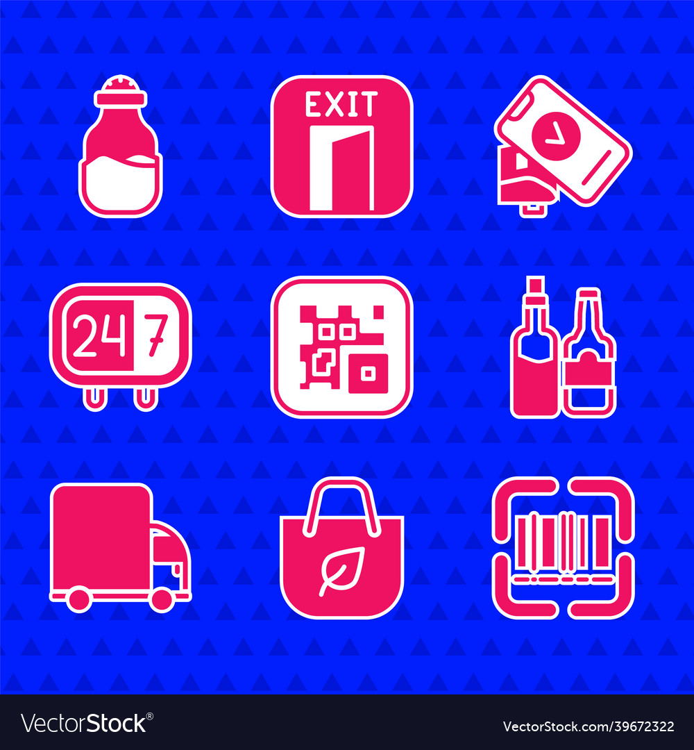 set-qr-code-shopping-bag-with-recycle-scanner-vector-image