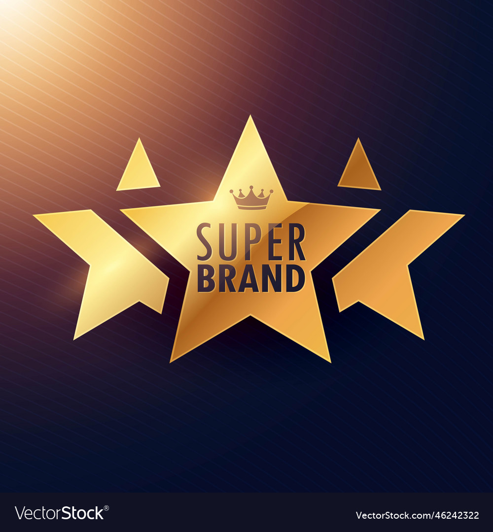 Super brand three star golden label for your Vector Image