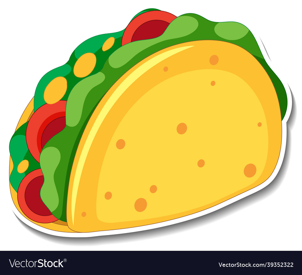 Taco sticker on white background Royalty Free Vector Image