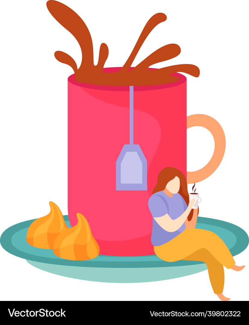 Tea time flat icon Royalty Free Vector Image - VectorStock